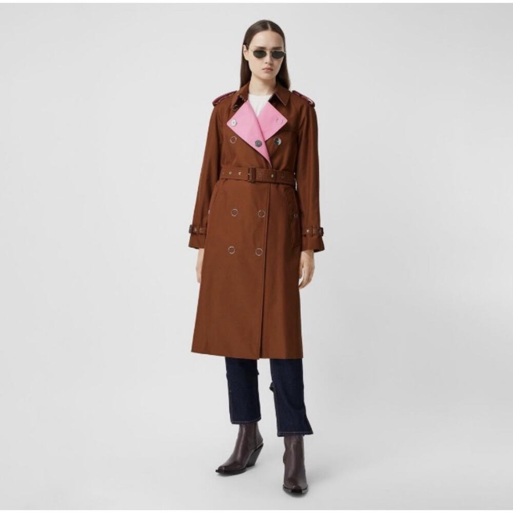 NWT Burberry Wharfbridge Size US 6 Chestnut Brown Gabardine Trench Coat $2,550 - Picture 4 of 15
